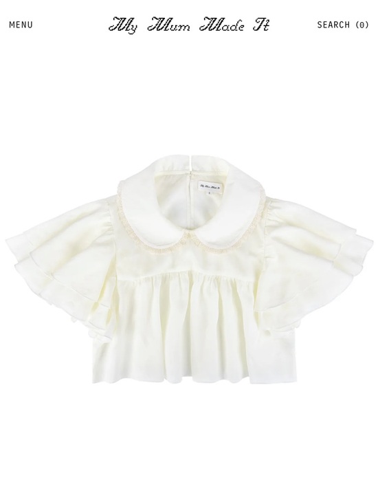 My Mum Made It Tops - My Mum Made It Cream Ruffle-Sleeve Peter Pan Collar Blouse